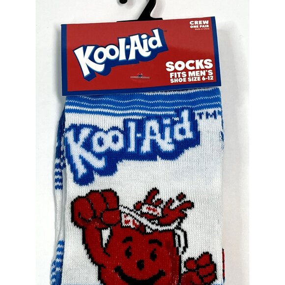 Kool Aid Man Crew Socks Men’s 10-13 Blue Red White Retro Funny Novelty Gift Pair - Picture 3 of 3
